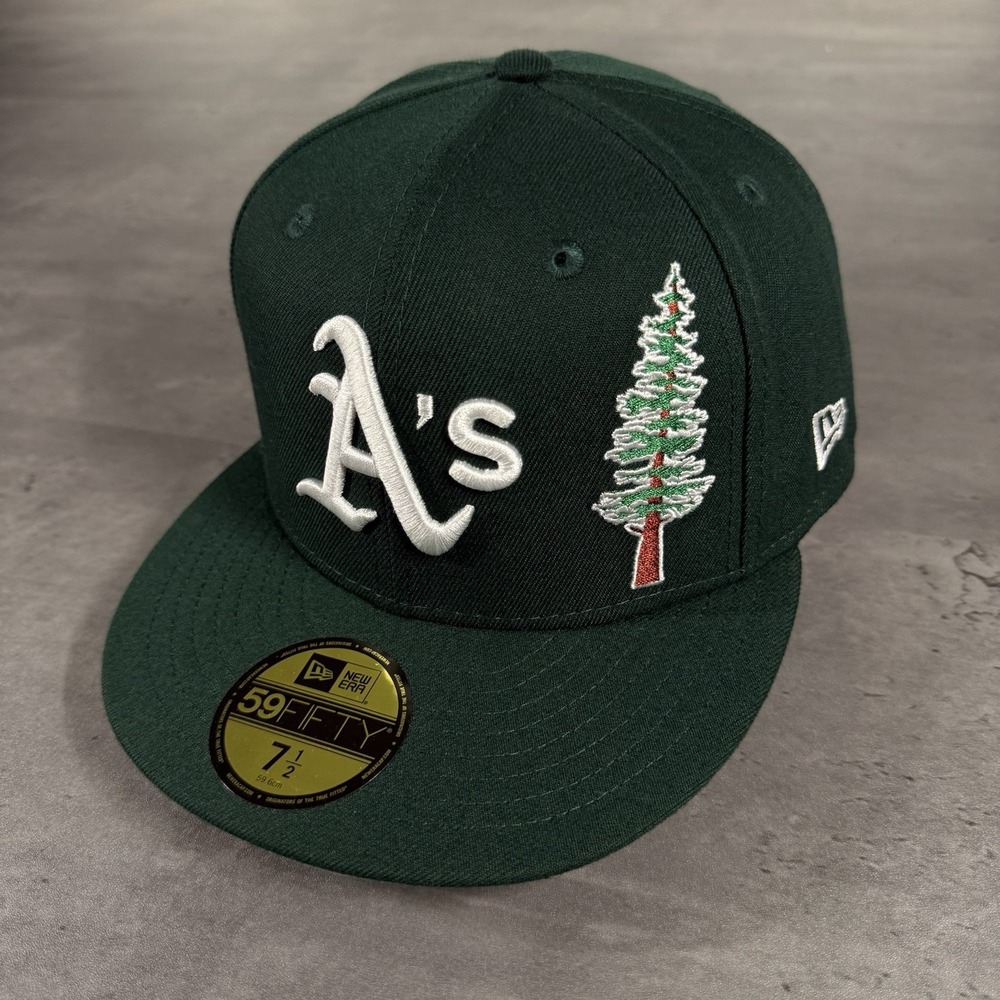 Oakland A's Athletics Hat New Era Cap 7 1/2‎ Green Local Icon RARE Cocktail Tree